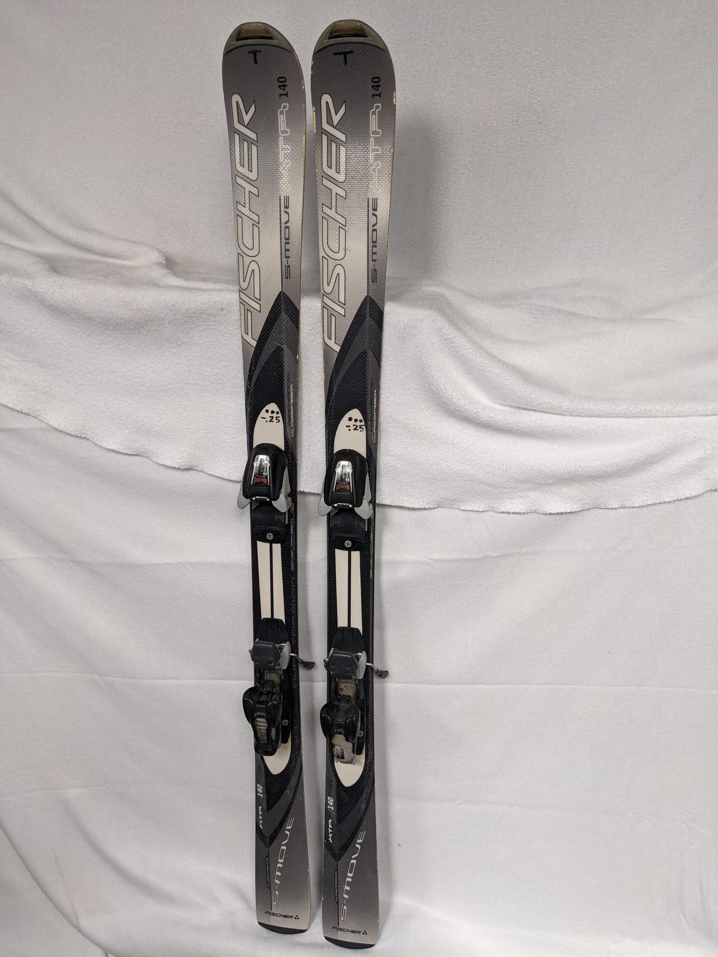 Fischer S-Move HTR Skis w/Marker Bindings Size 140 Cm Color Gray Condition Used