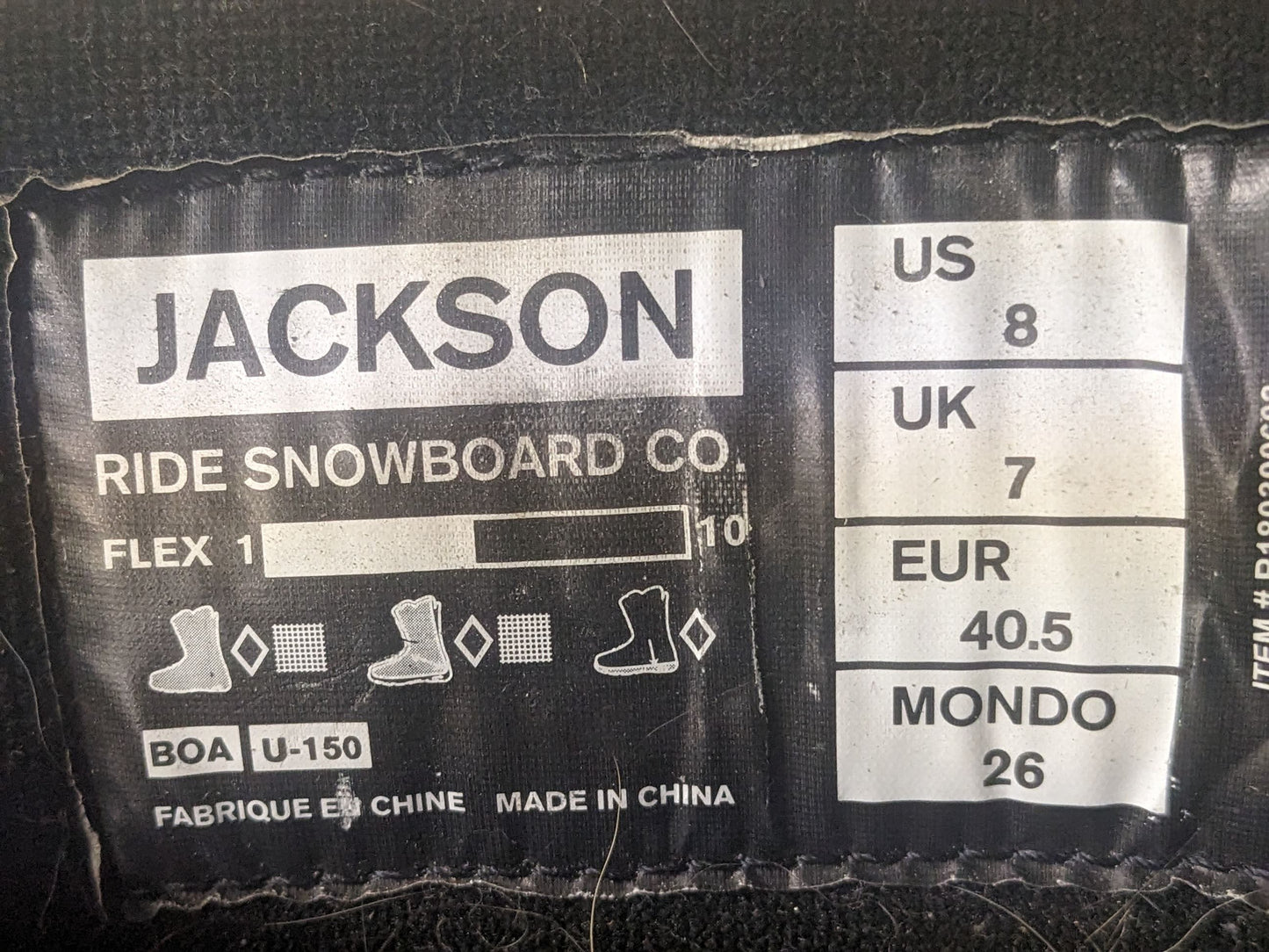 Ride Jackson Boa Snowboard Boots Size 8 Color Black Condition Used