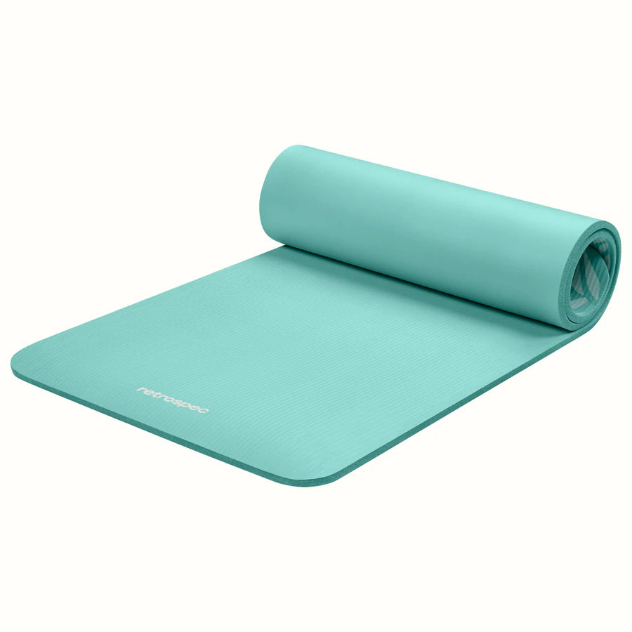 Retrospec Solana Yoga Fitness Mat, 72"X24"X1" Extra Thick, Blue Lagoon, New