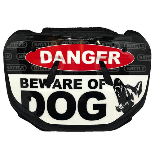 Battle Football Back Plate Black with DANGER BEWARE OF DOG New