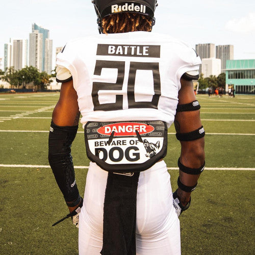Battle Football Back Plate Black with DANGER BEWARE OF DOG New