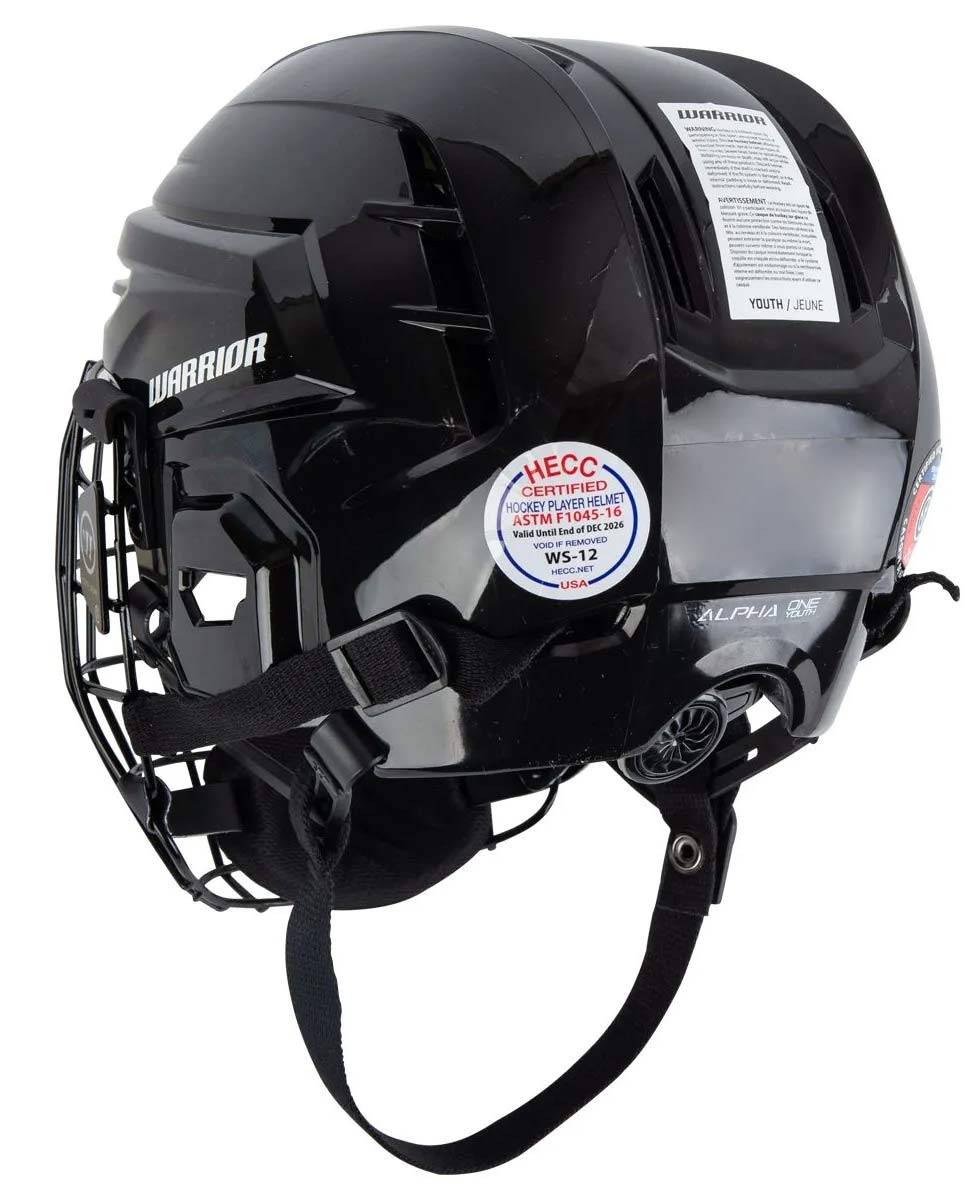 Warrior Alpha Hockey Helmet Black Youth New No Cage